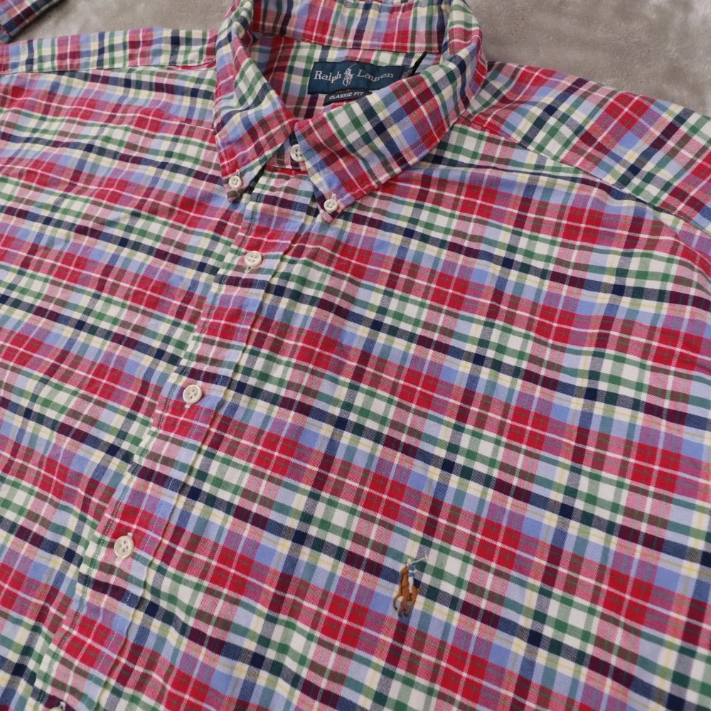 Ralph lauren Classic Fit Multicolor Plaid Long Sleeve Button Up Shirt Men's 3XLT
